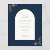 Nuestra Boda Budget Gold Akzent Bilingual Einladun Flyer (Vorne)