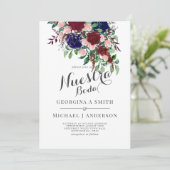 Nuestra Boda- Burgund Blue Spanish Wedite Einladung (Stehend Vorderseite)