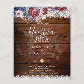 Nuestra Boda Burgundy Blue Floral Lace INVITE (Vorderseite)