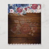 Nuestra Boda Burgundy Blue Floral Lace INVITE Flyer (Hinten)