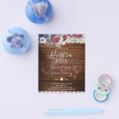 Nuestra Boda Burgundy Blue Floral Lace INVITE Flyer (Einzeln)