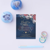 Nuestra Boda Burgundy Blue Floral Lace INVITE Flyer (Einzeln)