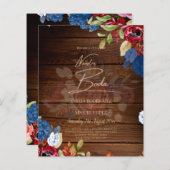 NUESTRA BODA Burgundy Blue Floral Wedding INVITE (Vorne/Hinten)