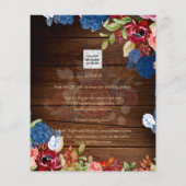 NUESTRA BODA Burgundy Blue Floral Wedding INVITE (Rückseite)