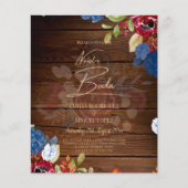 NUESTRA BODA Burgundy Blue Floral Wedding INVITE (Vorderseite)