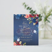 NUESTRA BODA Burgundy Blue Floral Wedding INVITE (Stehend Vorderseite)