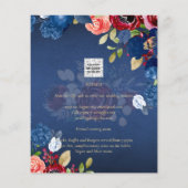 NUESTRA BODA Burgundy Blue Floral Wedding INVITE (Rückseite)