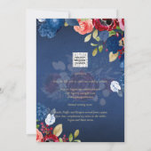 NUESTRA BODA Burgundy Blue Floral Wedding INVITE Einladung (Rückseite)