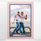 Nuestra Boda Burgundy Blue Floral Wedite Dreifach Gefaltete Einladung (Innenseite Mitte)