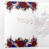 Nuestra Boda Burgundy Blue Floral Wedite Dreifach Gefaltete Einladung (Innen Erste Seite)