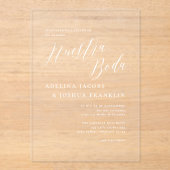 Nuestra Boda Caligrafía Moderna Hochzeit Acryleinladungen (Vorderseite)