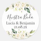 Nuestra boda Classic Round Sticker (Vorderseite)