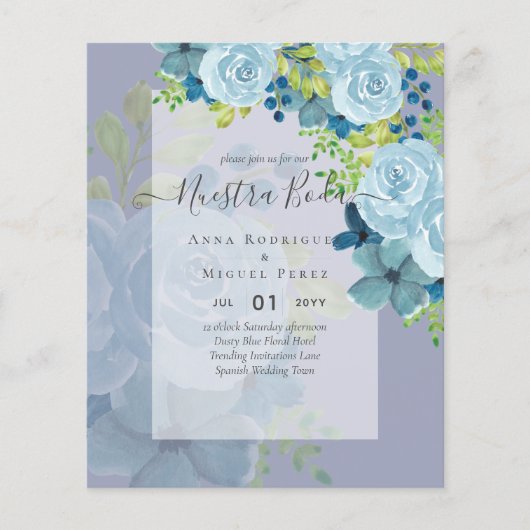 NUESTRA BODA Dusty Blue Floral BUDGET (Vorderseite)
