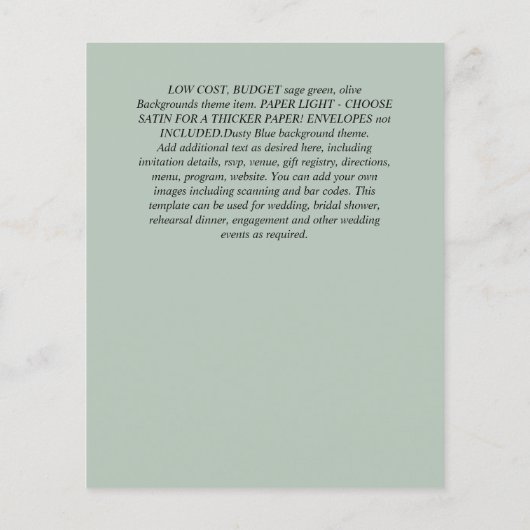 NUESTRA BODA Dusty Blue Floral BUDGET Flyer (Hinten)