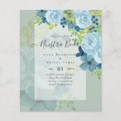 NUESTRA BODA Dusty Blue Floral BUDGET Flyer (Vorne)