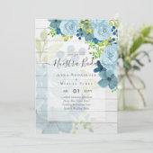 NUESTRA BODA Dusty Blue Floral Spanish Wedding Einladung (Stehend Vorderseite)