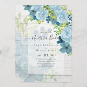 NUESTRA BODA Dusty Blue Floral Spanish Wedding Einladung (Vorne/Hinten)