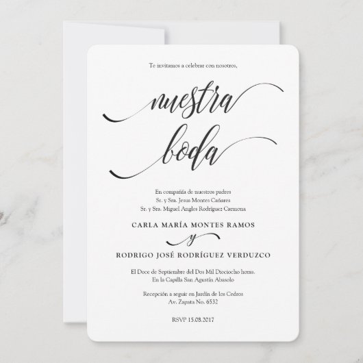 NUESTRA BODA Editable Spanische Hochzeit Einladung (Vorderseite)