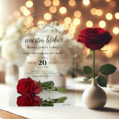 Nuestra Boda Elegant Red Rose Spanish Wedding Acryleinladungen