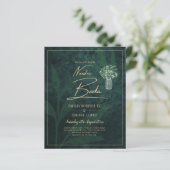 NUESTRA BODA Emerald Green Gold Gypsophila INVITE (Stehend Vorderseite)