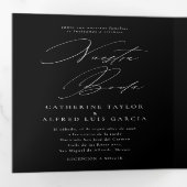 Nuestra Boda English Spanish Bilingual Wedding Dreifach Gefaltete Einladung (Innen Erste Seite)