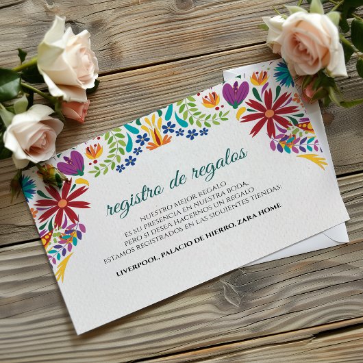 Nuestra Boda Flowers Botanical Spanish Wedding Begleitkarte
