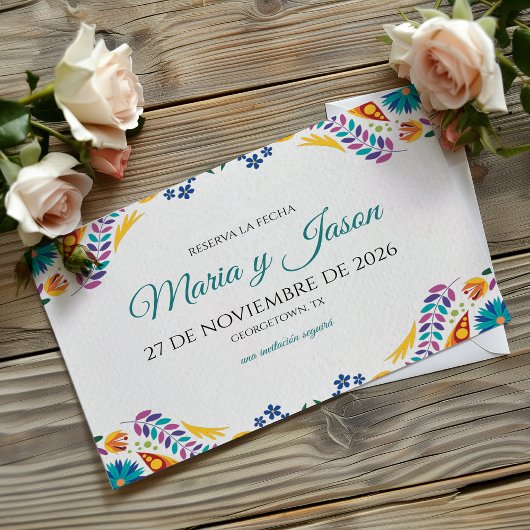 Nuestra Boda Flowers Botanical Spanish Wedding Save The Date