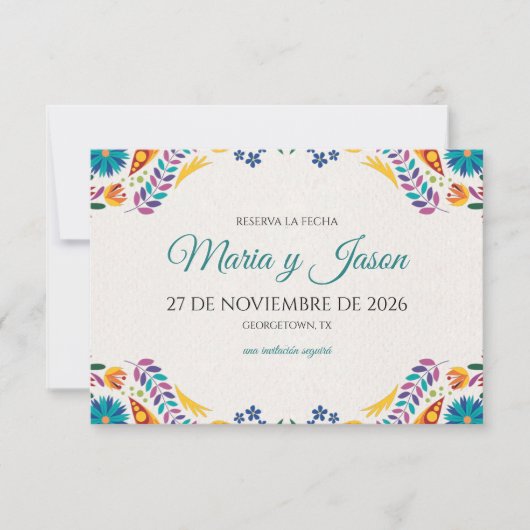 Nuestra Boda Flowers Botanical Spanish Wedding Save The Date (Vorderseite)