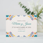Nuestra Boda Flowers Botanical Spanish Wedding Save The Date (Stehend Vorderseite)