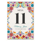 Nuestra Boda Flowers Botanische Spanische Hochzeit Tischnummer (Vorderseite)