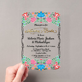 Nuestra Boda Folk Art Mexican Fiesta Party Acryleinladungen