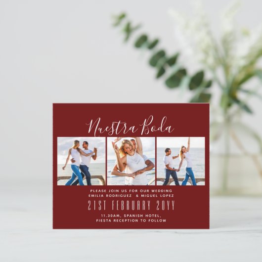 Nuestra Boda Foto Collage Wedding INVITE (Stehend Vorderseite)