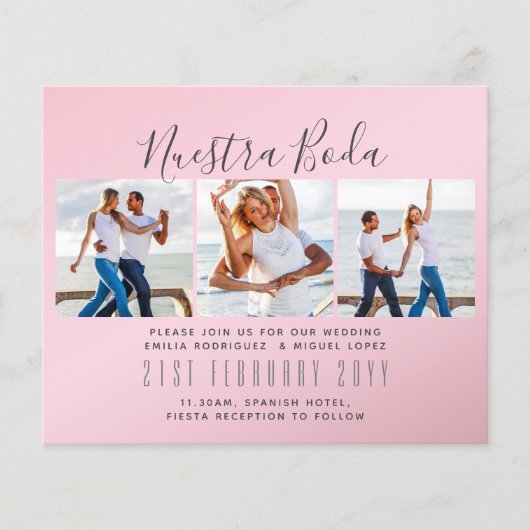 Nuestra Boda Foto Collage Wedding INVITE (Vorderseite)