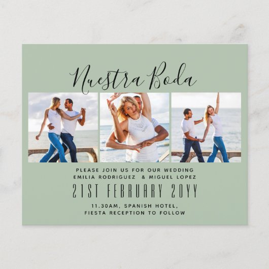 Nuestra Boda Foto Collage Wedding INVITE (Vorderseite)