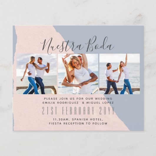 Nuestra Boda Foto Collage Wedding INVITE (Vorderseite)