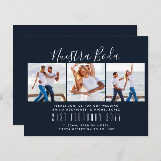 Nuestra Boda Foto Collage Wedding INVITE (Vorne/Hinten)