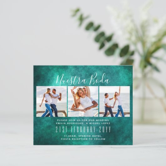 Nuestra Boda Foto Collage Wedding INVITE (Stehend Vorderseite)
