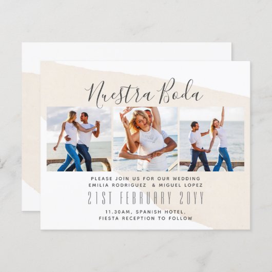 Nuestra Boda Foto Collage Wedding INVITE (Vorne/Hinten)