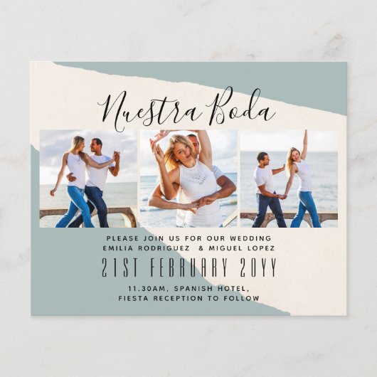 Nuestra Boda Foto Collage Wedding INVITE Flyer (Vorne)