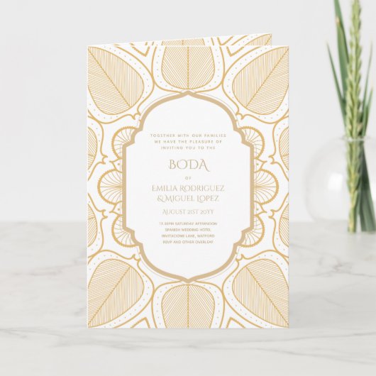 Nuestra Boda GOLD 4age Spanish Wedding INVITE Karte (Vorderseite)