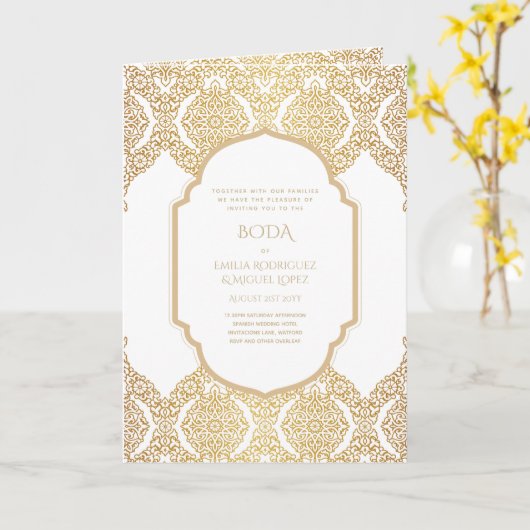 Nuestra Boda GOLD 4age Spanish Wedding INVITE Karte (Gelbe Blume)