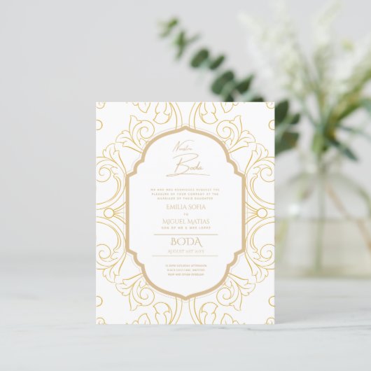 Nuestra Boda GOLD Frame Spanish Wedding INVITE (Stehend Vorderseite)