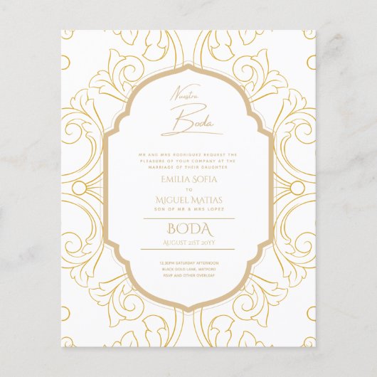 Nuestra Boda GOLD Frame Spanish Wedding INVITE (Vorderseite)