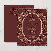 Nuestra Boda GOLD Frame Spanish Wedding INVITE (Vorne/Hinten)