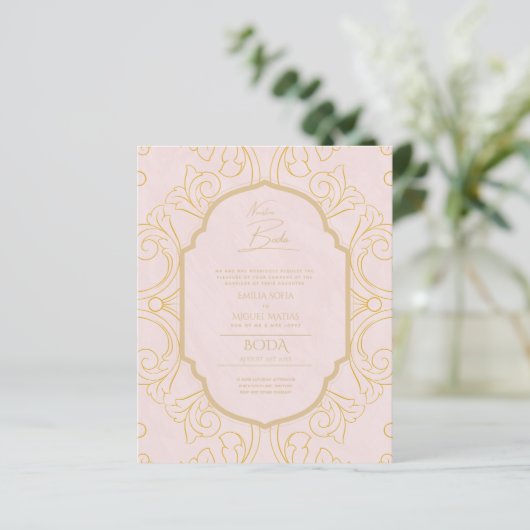 Nuestra Boda GOLD Frame Spanish Wedding INVITE (Stehend Vorderseite)