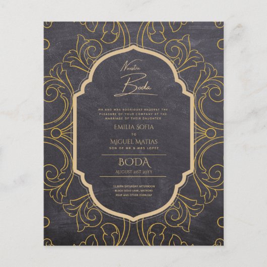Nuestra Boda GOLD Frame Spanish Wedding INVITE (Vorderseite)