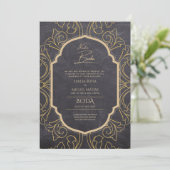 Nuestra Boda GOLD Frame Spanish Wedding INVITE Einladung (Stehend Vorderseite)