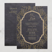 Nuestra Boda GOLD Frame Spanish Wedding INVITE Einladung (Vorne/Hinten)