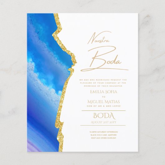 Nuestra Boda Gold Text AGATE Wedding INVITE (Vorderseite)