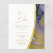 Nuestra Boda Gold Text AGATE Wedding INVITE (Vorderseite)